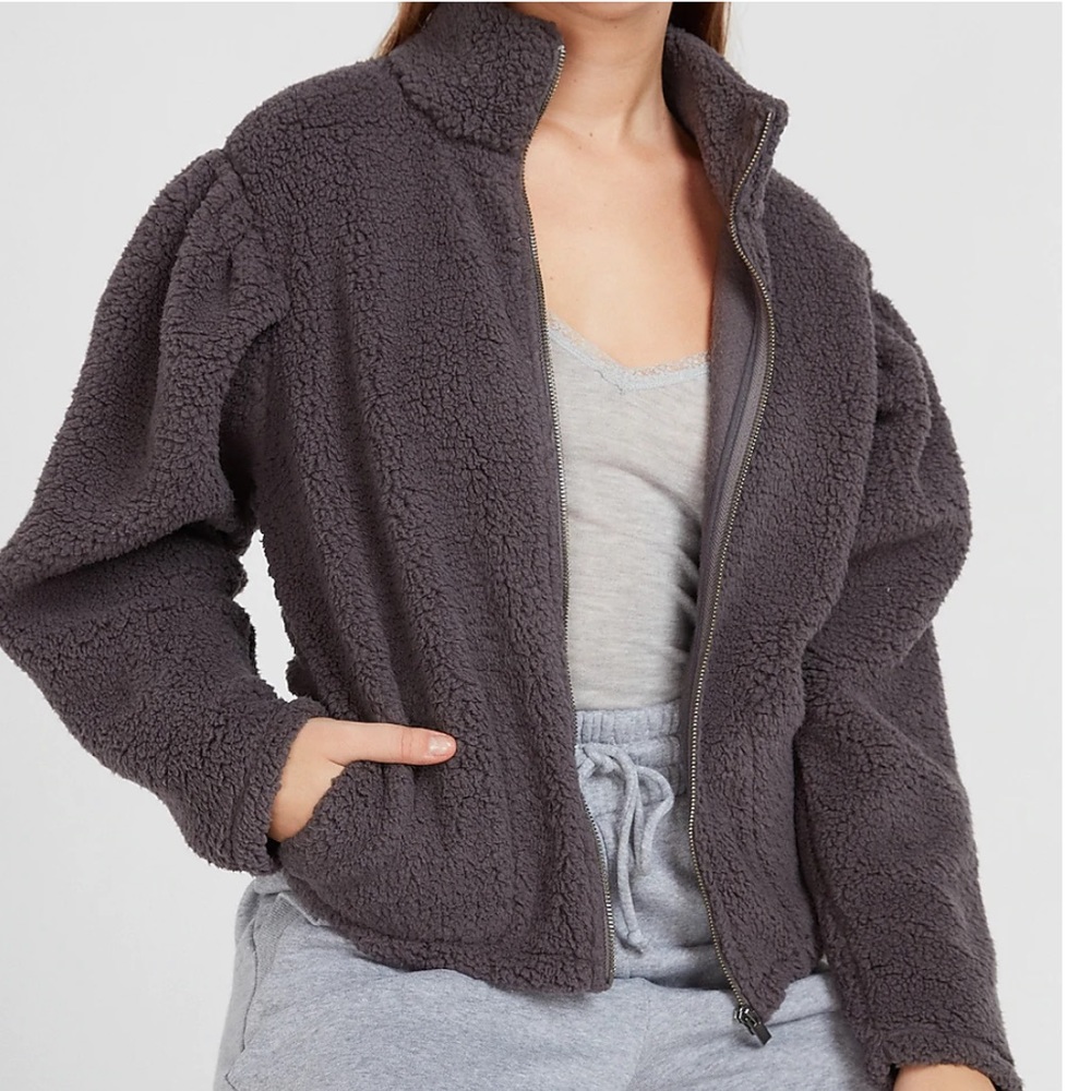 Express Cozy Full Zip Sherpa Sweatshirt